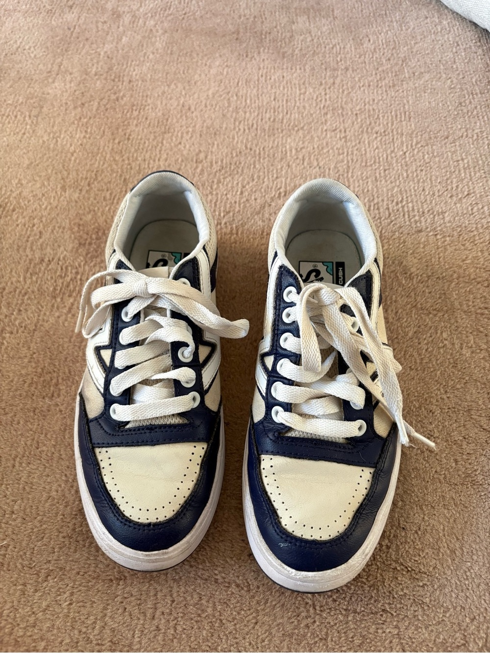 Blue and Off White Vans